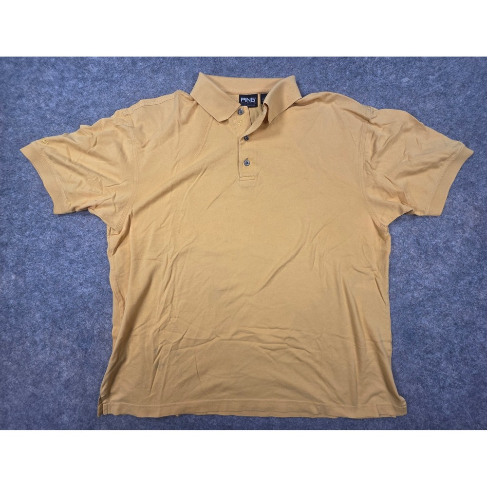 Ping Collection Mens Large Yellow Double Mercerized Cotton Short Sleeve Polo